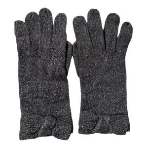 Ann Taylor LOFT Gray Knit Gloves with Bow Detail